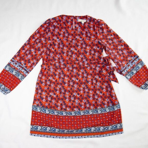 NWOT LOFT BORDER FLORAL TIE WAIST DRESS,XS - Picture 9 of 16